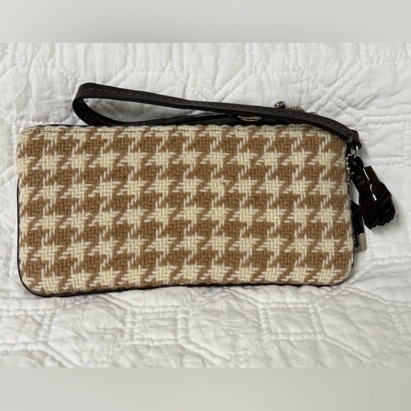 🖤 Vintage Y2K Coach Heritage Wool & Suede Houndstooth Turnlock Mini Bag Wallet - Picture 5 of 15